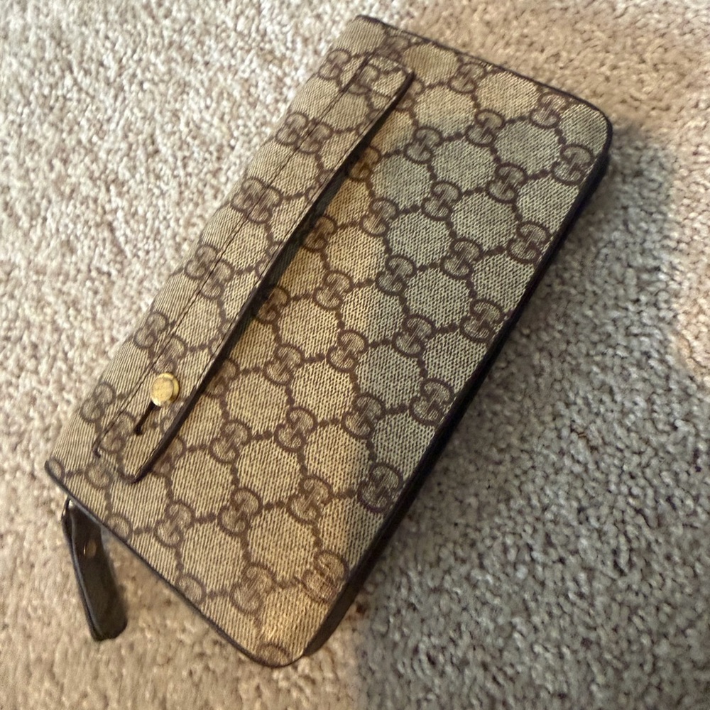 Gucci Beige and Brown Monogram Clutch